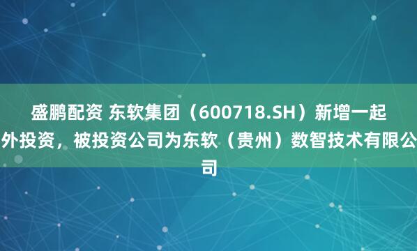 盛鹏配资 东软集团（600718.SH）新增一起对外投资，被投资公司为东软（贵州）数智技术有限公司