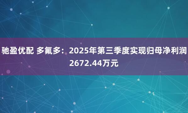 驰盈优配 多氟多：2025年第三季度实现归母净利润2672.44万元