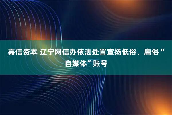 嘉信资本 辽宁网信办依法处置宣扬低俗、庸俗“自媒体”账号